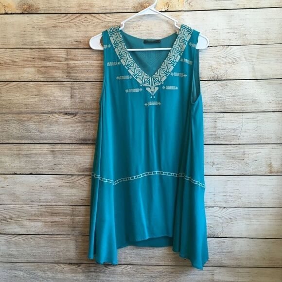 NEW‎ WITH TAGS THML EMBROIDERED TUNIC IN TURQUOISE - Picture 1 of 10